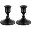 YUNHENTONG Portacandele Conico in Metallo Vintage 2 Pezzi Portacandele Conici Vintage Nero Porta Candele Conici in Metallo per Matrimonio, Halloween, Natalizia