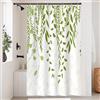 Uiiooazy Tenda Doccia Verde Salvia, Tenda da Doccia Astratta Foglie di Eucalipto Verdi Tenda per Doccia Antimuffa Impermeabile Tessuto in Poliestere Lavabile Tenda da Bagno con 8 Ganci 120x200cm