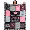 Vicloon Sorella Coperta In Flanella 130X150CM, Coperta Regalo Donna Compleanno Con Citazioni Commoventi Per Mamma, Figlia, Sorella, Ragazza, Moglie, Nonna