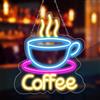 SUNOYA Coffee Neon Sign, caffè/lamina luminosa a LED, caffè, targa al neon, con interruttore regolabile e catena sospesa, funzionamento tramite USB, per bar, soggiorno, decorazione