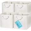 OrganiHaus Set di 4 Cubi Scatole Portaoggetti 28x28, Cestini Portaoggetti in Tessuto con Manici in Corda, Cubi Portaoggetti Pieghevoli per Libreria Kallax, Cestino per la Cameretta. Bianco