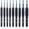 NICKLIN Uncinetti con Manico Plastica Leggera,9 Pezzi Uncinetto Nero Classico Gancio Alluminio Dorato 2,0mm a 6,0mm Uncinetto Tulip,Set Principianti Accessori All'uncinetto,Comfort per Artritici