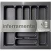 inferramenta | Portaposate per Cassetto Cucina 60 cm - Organizzatore Posate 536x482 mm - Plastica Grigio Antracite Robusta - 7 Scomparti