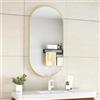 Erfu Specchio da bagno ovale 50 x 100 cm di lusso - Riscaldamento anti-appannamento, illuminazione a LED dimmerabile, temperatura colore regolabile, tocco (in colore oro)