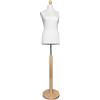 Generisch Manichino femminile, Dummy da sarto femminile su base circolare in legno naturale (rivestimento - bianco, taglia XL 42/44)