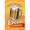 DODINO 20 x 30 cm Targa in lamiera DONT WORRY BEER HAPPY, accessorio decorativo per la casa, cartello birra, targa decorativa in metallo per tutti i proprietari di bar o pub