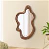 Lzuso Specchio asimmetrico con cornice in legno specchio da parete irregolare specchio da parete moderno artistico nuvoloso decorativo per soggiorno, camera da letto, guardaroba, bagno, ingresso bianco