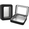 Forever bene Scatola in Metallo con Finestra Trasparente (11,5x8,5x2,2 cm) - Contenitore Rettangolare Vuoto con Coperchio a Cerniera per EDC, Minuteria e Ufficio (2, Nero)
