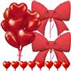Generic Palloncini a Cuore Rossi con Nastro - Palloncini Cuore da 18 Pollici e Palloncino Fiocco da 38 Pollici, Ideali per San Valentino, Matrimoni e Anniversari, Utilizzabili con Elio