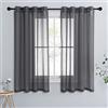 PONY DANCE Tende Corte da Cucina Voile Curtains per Interni Moderne con Anelli Tende Trasparenti con Effetto Lino per Cameretta Bambini 2 Pezzi 140x145 CM, Grigio Scuro