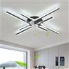 QINGYING Moderno Lampadario Ventilatore Con App Telecomando, Ventola Soffitto Con Luce Reversibile 6 Velocità DC, Lampada Con Pale Ventilatore Dimmerabile LED Per Camere Da Letto E Soggiorni-Black||4 Heads