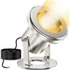 OSREE 6W Luci per Laghetto 2700K, Acciaio Inossidabile SS316 Faretti per Laghetto Faretti per Laghetto con Cavo 4,5M, IP68 Luci Laghetto Immersione per Fontana, Cascata, Laghetto da Giardino