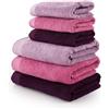 Somma Set asciugamano 6 pezzi linea Origami + tavoletta profumo biancheria per armadi by Bianco casa (purple - rosa vivo - veronica, 6 PEZZI)