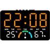 CWOQOCW Grande orologio digitale a LED con ora, orologio digitale da parete, umidità, temperatura, data, allarme e indicatori di livello di comfort, progettato per appendere alla parete o installazione piatta
