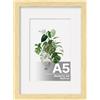 EGOFINE Cornice portafoto formato A5 rivestita in plexiglass, 10 x 15 cm con passepartout o A5 senza passepartout, per esposizione da tavolo e montaggio a parete, cornice formato A5, in legno naturale