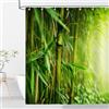 OCEUMACO Tenda Doccia Antimuffa 180x180 cm Tessuto in Poliestere Tenda per Doccia Bamboo Verde Zen A3 Stoffa Impermeabile Tende Vasca da Bagno con Anelli e Occhielli Lavabile Lavatrice