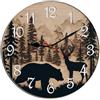 Horienteeon Orologio da parete con orso, cervo, foresta, fauna selvatica, baita di montagna, in legno, decorativo, silenzioso, senza ticchettio, funzionamento a batteria, per camera da letto, bagno
