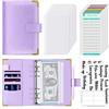 Hnogri Raccoglitore per bilancio con buste con cerniera, formato A6, per risparmiare denaro, per budget, in pelle PU, organizer per banconote, portafoglio floreale da donna.