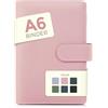 SKYDUE A6 Raccoglitore in similpelle, Raccoglitore A6 Ricaricabile, Budget Binder, Quaderno (Carta Interna Non Inclusa), Organizer per Ufficio, Scuola e Viaggio (Rosa)