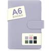 SKYDUE A6 Raccoglitore in similpelle, Raccoglitore A6 Ricaricabile, Budget Binder, Quaderno (Carta Interna Non Inclusa), Organizer per Ufficio, Scuola e Viaggio (Viola)