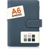 SKYDUE A6 Raccoglitore in similpelle, Raccoglitore A6 Ricaricabile, Budget Binder, Quaderno (Carta Interna Non Inclusa), Organizer per Ufficio, Scuola e Viaggio (Blu Scuro)