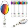 Lanyards Tomorrow - Porta mulinello retrattile Rainbow YoYo, estensibile, per badge identificativo e tessere, con moschettone per il controllo degli accessi di sicurezza, con clip per cintura