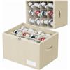 WANGIRL Scatole per Scarpe, Adatto per 12 Paia, Organizer Salvaspazio Pieghevole, Contenitori Scarpe con Coperchio Trasparente, Supporto Inferiore e Maniglie Rinforzate - Beige