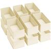 DIMJ Organizer per Cassetti, Armadio, Organizer in Tessuto, Organizzatore per Biancheria Intima, Organizzatore Pieghevole per Vestiti, Pantaloni, Calzini per Bambini, 12 Pezzi, Beige Classico