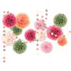 ROEOWENE 15PCS Fiori di Carta per Decorazioni Pon Pon Carta Velina Pom Pom Decorativi da Appendere Ventaglio Palla Fiori Giganti per Allestimenti per Compleanno,Matrimonio,Battesimo,Festa-Verde Rosa