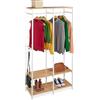 Relaxdays Armadio Aperto Appendiabiti, Guardaroba con Ripiani, Ganci e Barra, 180x94,5x40 cm, MDF Ferro, Bianco Naturale