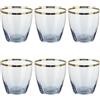 KASANOVA Set 6 bicchieri acqua 365 ml blu con bordo oro Shine