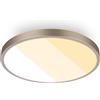 Briloner - Plafoniera LED, 18W 2000lm, 2700K 3000K 4000K, IP44 protezione dagli spruzzi, plafoniera luminosa, lampada bagno, lampada cucina, 24 x 6 cm, Nickel opaco