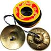 Gandhanra Set di Campane Tibetana Tingsha Tibetano - Cimbali Piatti Piattini da dita Tibetani - Fatti a Mano in Nepal - Ottone, Om Mantra, 6,5 cm