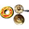 Gandhanra Set di Campane Tibetana Tingsha Tibetano - Cimbali Piatti Piattini da dita Tibetani - Fatti a Mano in Nepal - Ottone, Astamangal, 6,5 cm