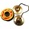 Gandhanra Set di Campane Tibetana Tingsha Tibetano - Cimbali Piatti Piattini da dita Tibetani - Fatti a Mano in Nepal - Ottone, Liscia, 6,5 cm
