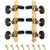 Mr.Power Set di 3 + 3 chiavi per accordatura, pioli per chitarra classica (stile oro, pulsante nero)