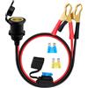 HuaLiSiJi Prolunga Accendisigari con Coccodrillo 12V 24V Prolunga Accendisigari Femmina con Morsetti a Coccodrillo 14AWG con Fusibile 20A per Auto, Barca, Moto (Nero, 3 m)
