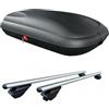 Generico BOX BAULE da Tetto AUTO da 320 LITRI (cm. 132x 78 x H 34,5) con BARRE PORTATUTTO PORTAPACCHI PORTABAGAGLI Specifiche per PANDA 312-319 dal 2012 in poi - 60132 + 9711 + A3100