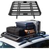 TONFEION Universal cesto portapacchi per il tettuccio dell'auto, portapacchi in alluminio fino a 68 kg, costruzione a due piani, portapacchi per SUV, 127x97 cm