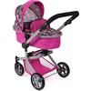 Bayer Chic 2000® Passeggino per bambole Mika 2 in 1, pieghevole, manico regolabile in altezza 47-80 cm, telaio moderno, bambole fino a 52 cm, 4-8 anni