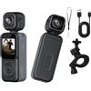 Zeerkeer Videocamera vlog 4K con stabilizzatore gimbal a 3 assi, doppia fotocamera, Wi-Fi, mini fotocamera tascabile, action cam con riconoscimento facciale, rotazione a 270°, video body cam per YouTube, moto