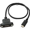 System-S Cavo USB 3.0 50 cm Micro B femmina a 3.1 tipo C maschio pannello vite adattatore 5 Gbps 100 W