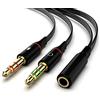 Maeline, cavo piatto da 3,5 mm femmina a 2 maschi placcati in oro per cuffie, microfono e audio