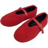 CRETUAO Ballerine Invernali pelose da Donna, comode e Calde Mary Jane in Lana di Agnello Artificiale, graziose Scarpe Eleganti con Fibbia alla Moda,Rosso,36 EU