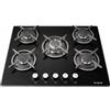Lar.el LAREL Piano Cottura 5 Fuochi 70 cm GPL o Metano da Incasso in Vetro nero Valvolato con Accensione Elettronica PIA.L858GN