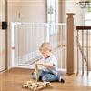 COMOMY 75-110cm Cancelletto per Bambini, Cancello Cani per Porte e Scale, Cancelletti Sicurezza per Bambino, Fissaggio a Pressione, Chiusura Automatica, Bianco