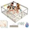 YOBWOK Box Neonato con Materassino 150x180cm,Recinto per Bambini Extra Grande con Morbida Rete Traspirante,Box Bambini Pieghevole Inclusi 50 Palline con Borsa per Riporre