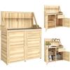 Outsunny Armadietto da Giardino in Legno con Piano di Lavoro in Metallo Zincato, Tavolo di Invaso con Cassetto e Ripiano, Colore Naturale, 100 x 45 x 129,5 cm