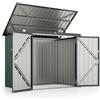 COSTWAY Casetta per Spazzatura Esterna 1,51㎡, Capanno da Giardino Bloccabile in Metallo Zincato Resistente alle Intemperie con Doppie Aperture e 2 Porte, Ripostiglio per Patio (Verde)