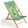 Ferocity Sedia a Sdraio Pieghevole in Legno Lettino da Giardino Poltrona Relax con Rivestimento Intercambiabile Motivo Mojito Diet [119]